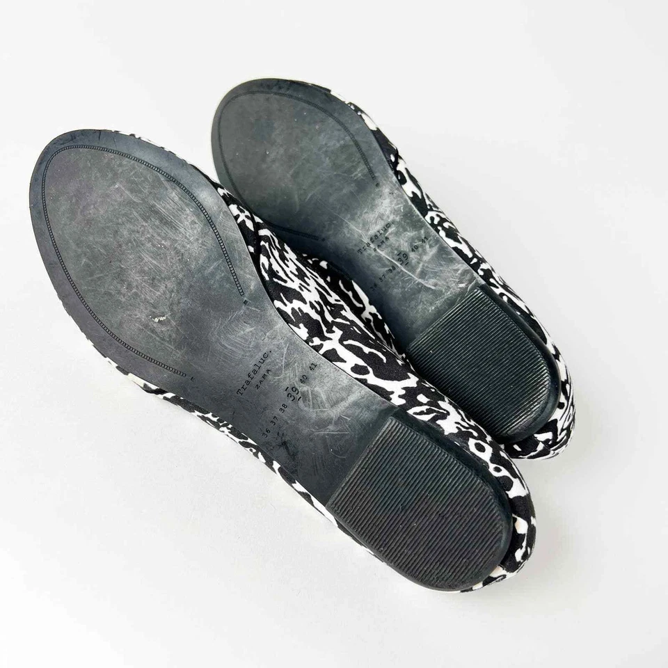 Zara Trafaluc Zapatos Planos Ballet Gamuza Estampado Animal Blanco y Negro Talla 39 EE. UU. 8 Foto 4 de 4