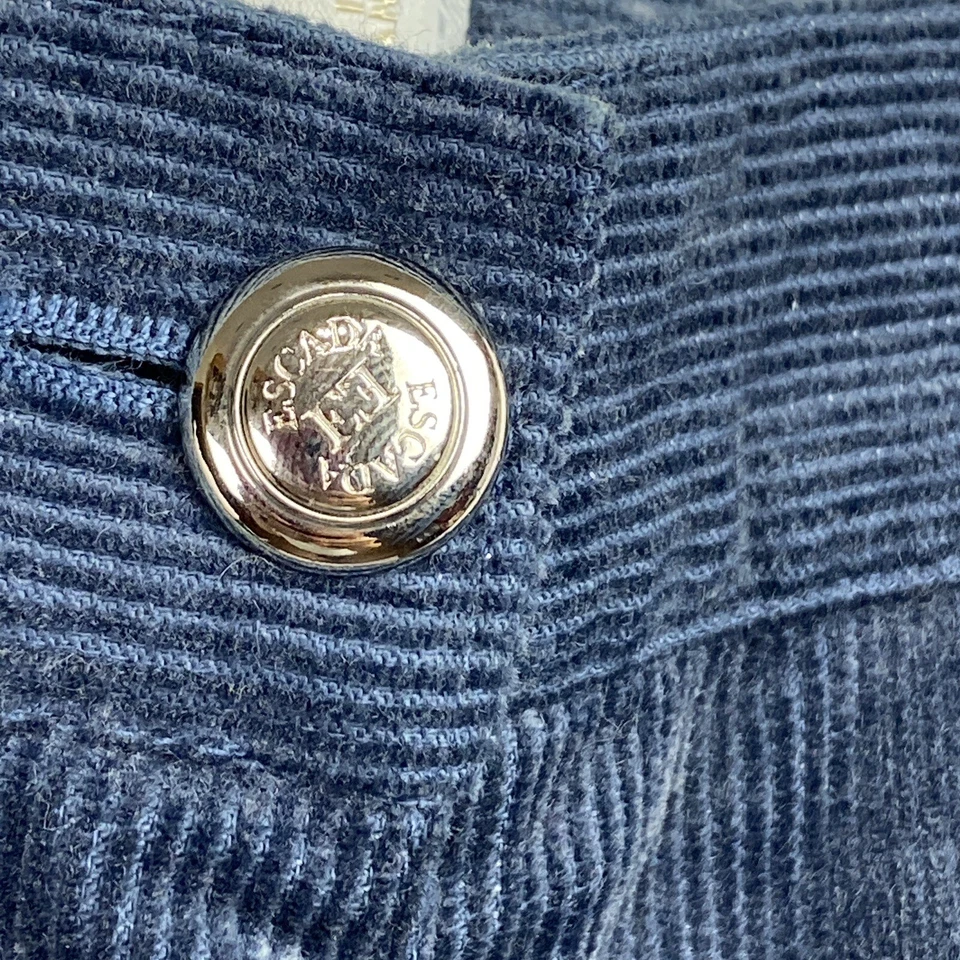 Pantalones de mezclilla Escada Margaretha Ley índigo apagados azul marino fino cordouroy talla 36 Foto 4 de 4