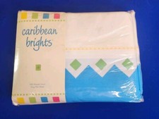NOS Vintage Caribbean Brights "Blue Parrot" King Flat Sheet (Made in USA) NEW
