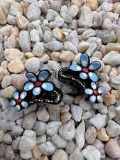 Hand Painted Hair Clip - Two Lite Blue Flowers