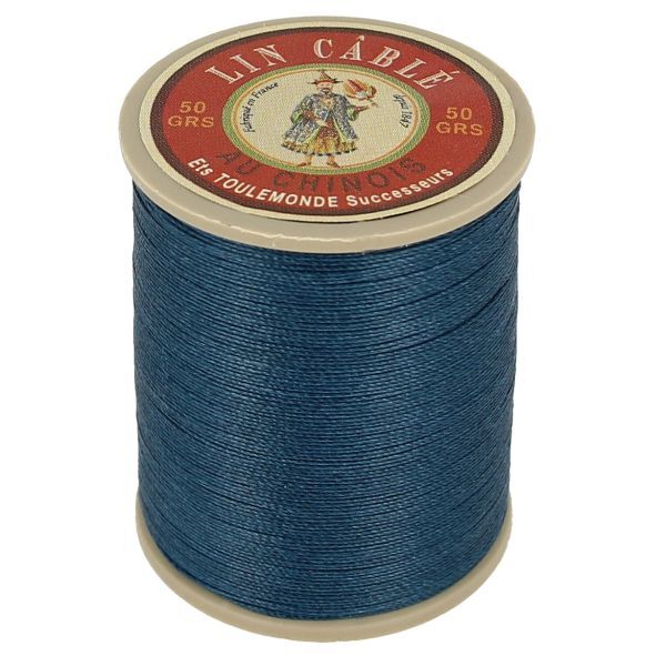 Fil de lin Au Chinois câblé glacé bleu 266, bobine de 200m épaisseur n° 432
