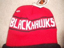 Vintage Chicago Blackhawks NHL Hockey Winter Hat Cap Beanie OLD SCHOOL Sweet 90s