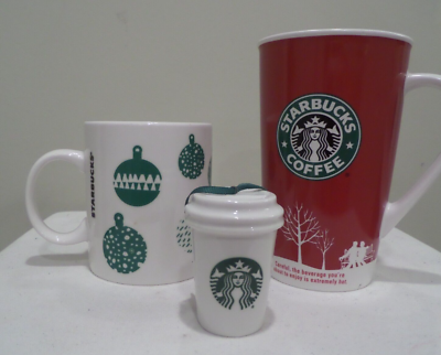 2 Starbucks Christmas Holiday Winter Coffee Mugs & Mini Cup Ornament Gift  Set | eBay