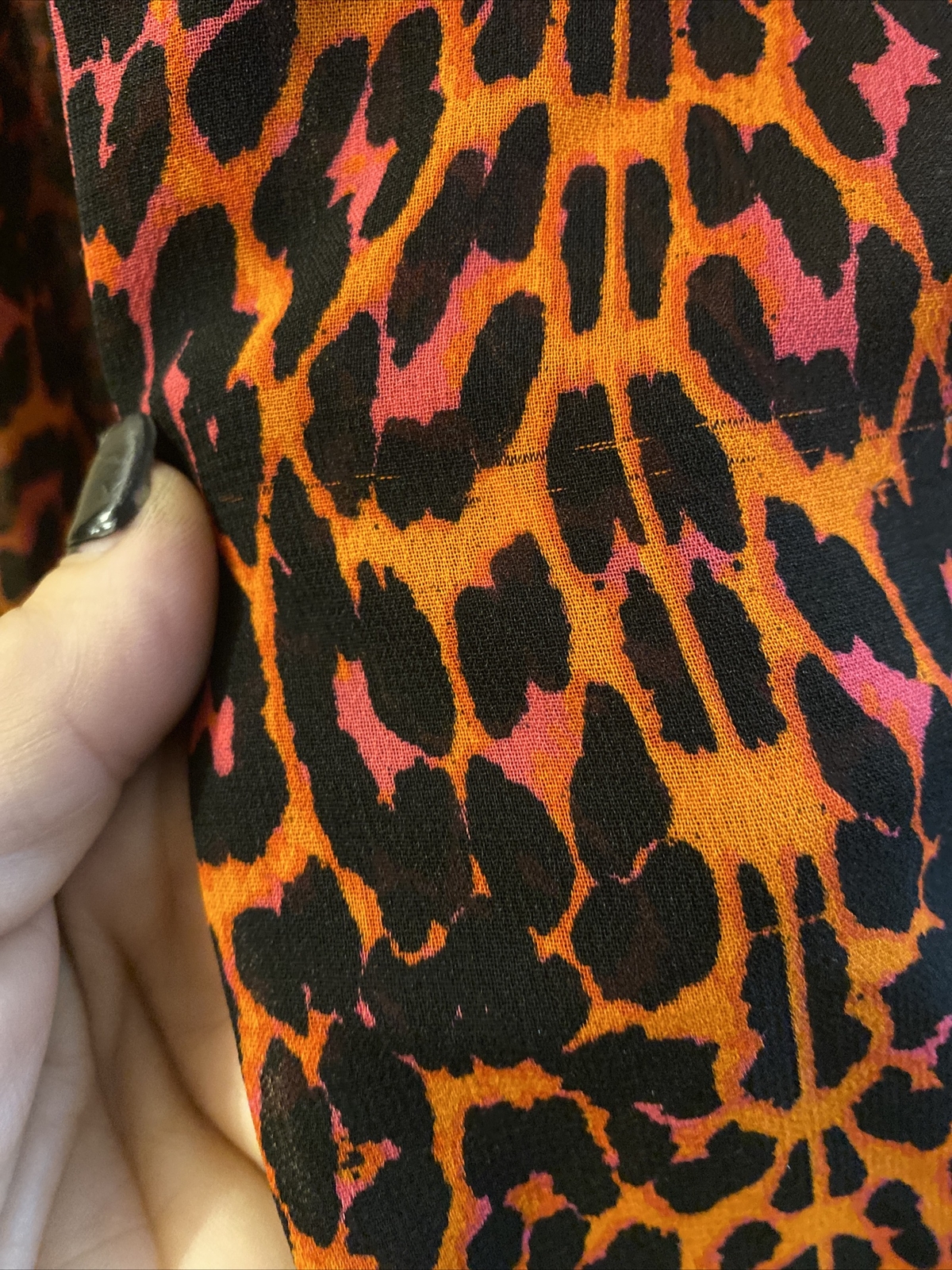 LEOPARD PRINT BLOUSE BUTTON DOWN RED BLACK SZ SMA… - image 7