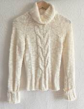 Guess Jeans Raglan/Long Sleeve Sweater Turtleneck Ivory Slim Fit Size PS