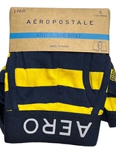 NWT AEROPOSTALE Knit Boxer Brief Underwear Sz S-M-L-XL Blue Yellow Stripes #A2