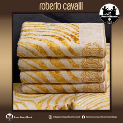 ROBERTO CAVALLI HOME ZEB GOLD Set aus Gästetuch und Handtuch oder Bathetuch