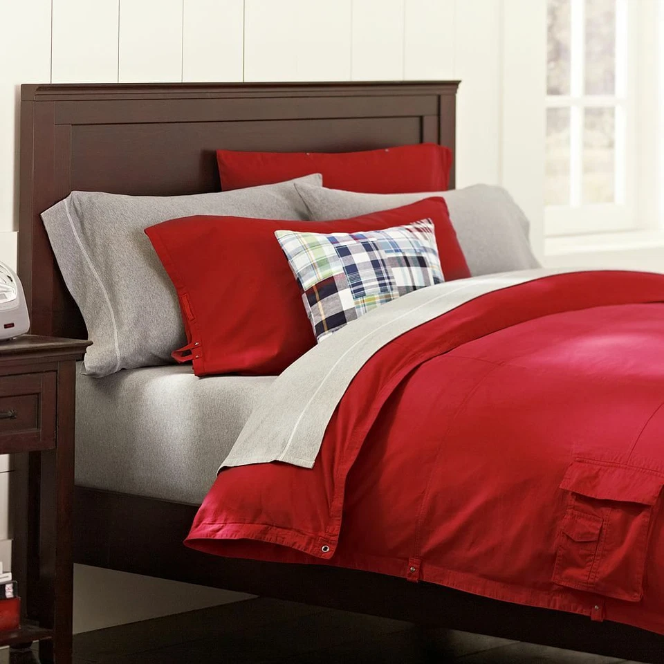 Pottery Barn Teen CLASSIC METRO Twin XL Duvet RED cargo pockets grommets college - Image 2 of 2