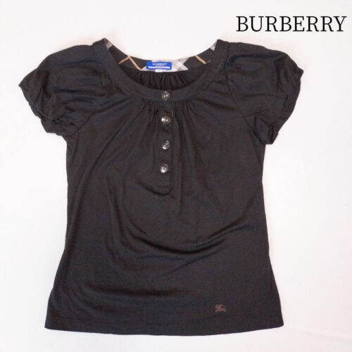 BURBERRY BLUE LABEL Logo Embroidered T-shirt BLK Nova Check Size 38 USA XS/S Y2K