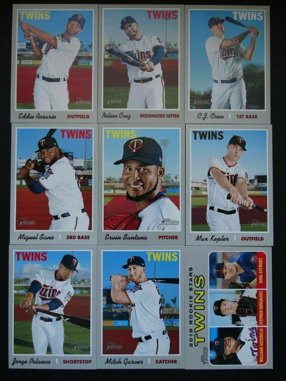 2019 Topps Heritage Minnesota Twins Base Team Set 9 Baseball Cards Kohl