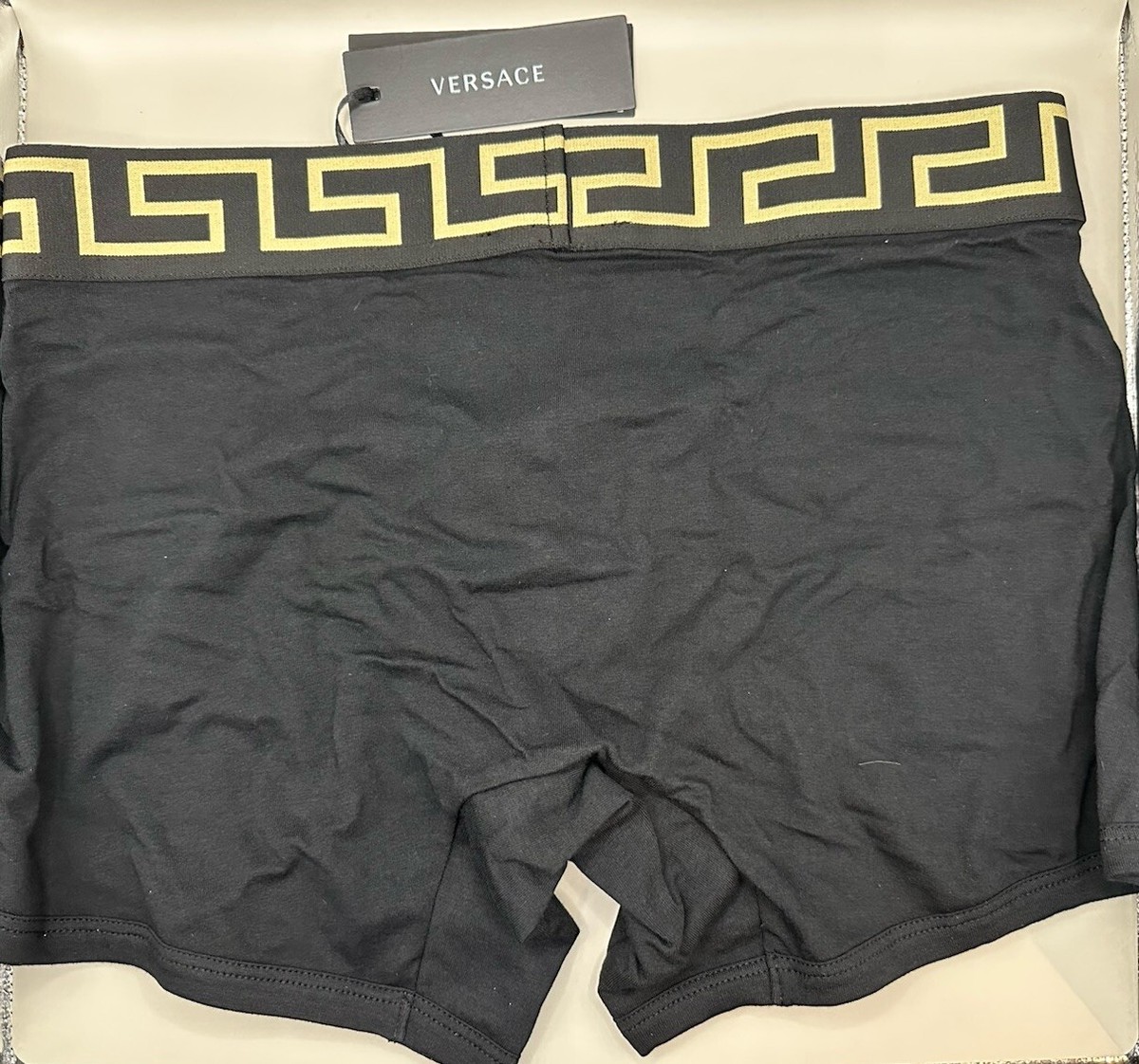 【関税込み】Versace Underwear ブラック メドゥーサ ソング Versace Greco Boarder Black Trunks/ Boxer Briefs Men's Size