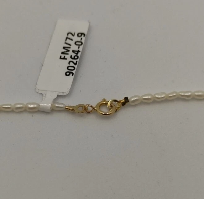 Halskette Gold 18k 750 Mls. Mit Flussperlen 2 Mm Und 5 Zirkonien In Blau Und Rot - Bild 4 von 4