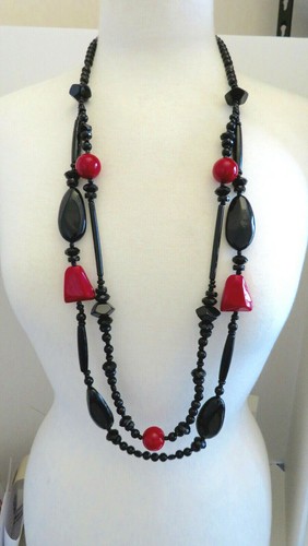 NEW CHICOSBLACK/RED TWO STRAND NECKLACE 36-40"