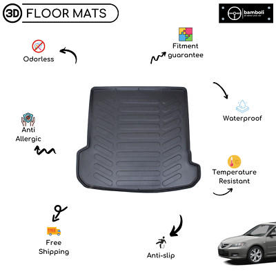Vehicle Specific Rubber Trunk Cargo Liner for Mazda 3 Sedan 2003 - 2009