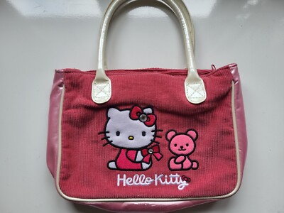 Rare Y2K Vintage Sanrio Hello Kitty Pink Silver Bear Mini Tote Bag
