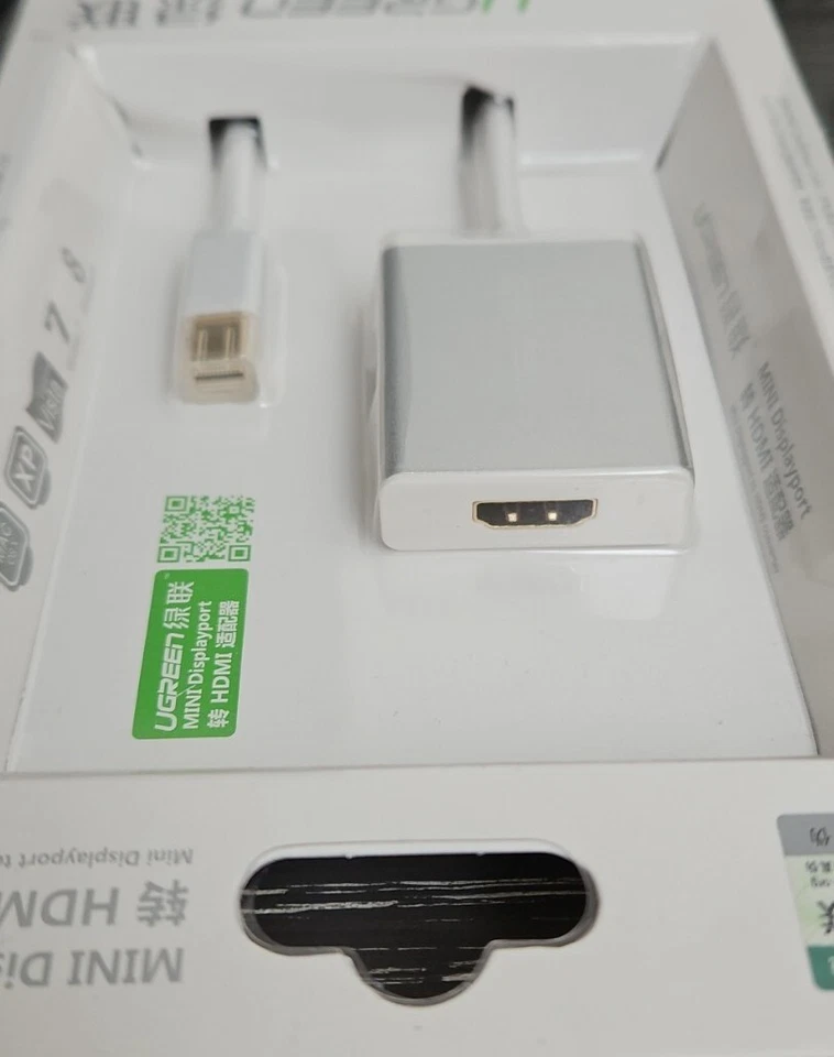 U Green Mini Displayport To HDMI Converter Adapter, White Cord, NEW - Image 3 of 3