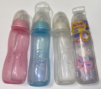 Nuby Standard Neck Bottles pack +1 anti colic soft flex 8oz medium flow  (4)