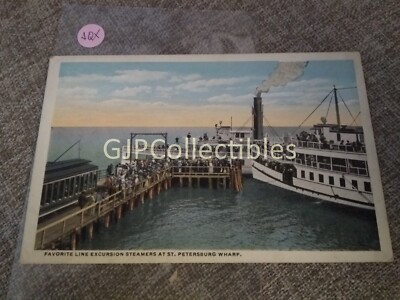PAQX Train or Station Postcard Railroad RR FAVORITE LINE EXCURSION STEAMERS