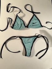 NWT Nike Dri Fit Bikini Teal And Black Top  Bottom Swimsuit Medium