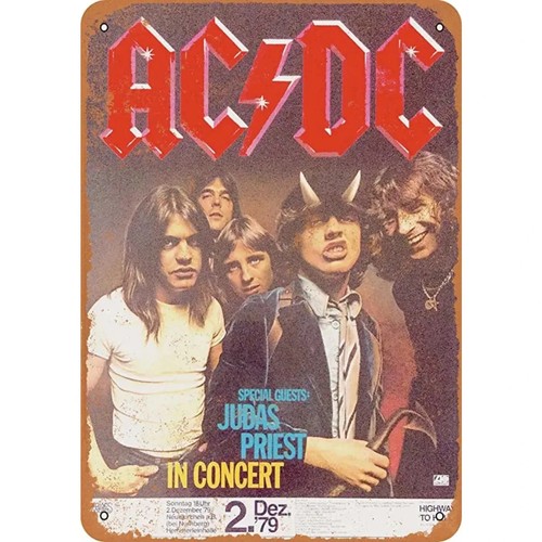 AC DC Vintage Heavy Metal Music Cool Classic Rock Band Metal Tin Sign bar retro - Picture 11 of 47