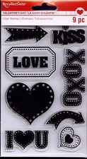 RECOLLECTIONS Valentine clear stamp set MARQUEE Kiss Heart Love