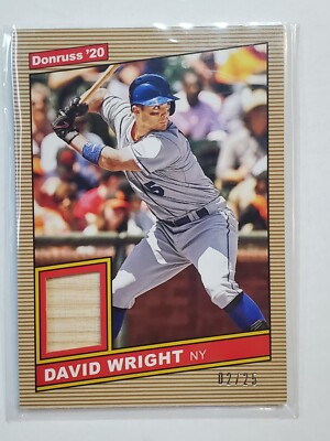David Wright 2020 Donruss 1986 Retro 2/25 Bat Relic #86M-DW card New York Mets
