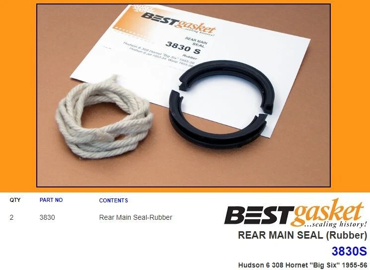 Juego de juntas de cojinete principal trasero MEJOR GOMA para Hudson Hornet 308 Big Six/6 1955-1956 Foto 2 de 3