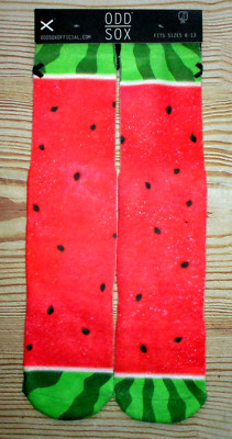 MENS ODD SOX WATERMELON CREW SOCKS (FIT SIZE 6-13)