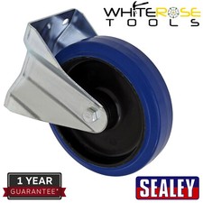 Image of Sealey Castor Wheel Heavy-Duty Blue Elastic Rubber Swivel Total Lock 160mm Trade