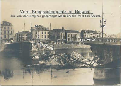 Foto/AK Belgien gesprengte Maas-Brücke Pont des Arebos (t259)