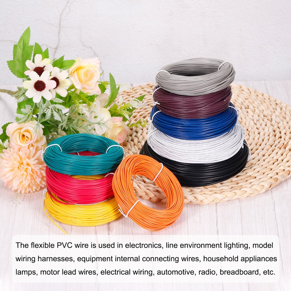 26AWG Gauge Stranded HookUp Wire PVC Tinned Copper Wire Spool 30m