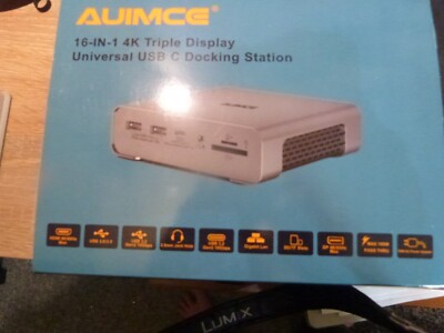 Auimce 16 in 1 4K 3 Display Universal USB C Docking Station 2 HDMI DP 4K@60Hz