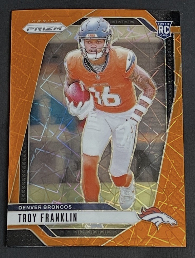2024 Panini Prizm Troy Franklin Rookie Orange Lazer Prizm RC #393 Broncos