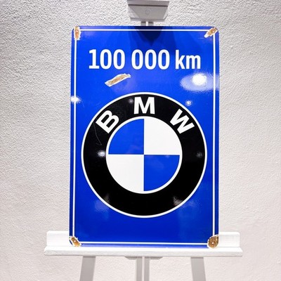 BMW 100 000 km Vintage Heavy Metal Service Sign  40 × 60 cm - (15.7  × 23.6 )