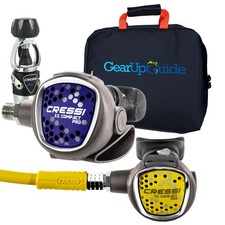 Cressi MC9/SC Compact Pro Scuba Regulator Set w/ Gear up Guide Reg Bag