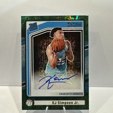 KJ Simpson Jr-Int Green Auto #2/5 SSP 24-25 Panini Donruss Rated Rookie Hornets