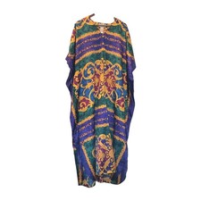 Vtg Winlar Womens Satin Muumuu Kaftan Dress Size OS Maxi Baroque Luxury