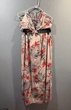 Womens SHEIN Floral Long Dress Size XL  Pink Open Back
