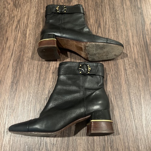 Bottines à talons multi-logo TORY BURCH - couleur farine d'amande noir parfait taille 8,5 M - Photo 18/18
