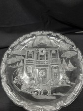 Christmas Glass Cake Platter /Serving Tray 15" W X 1.5&rdquo;T