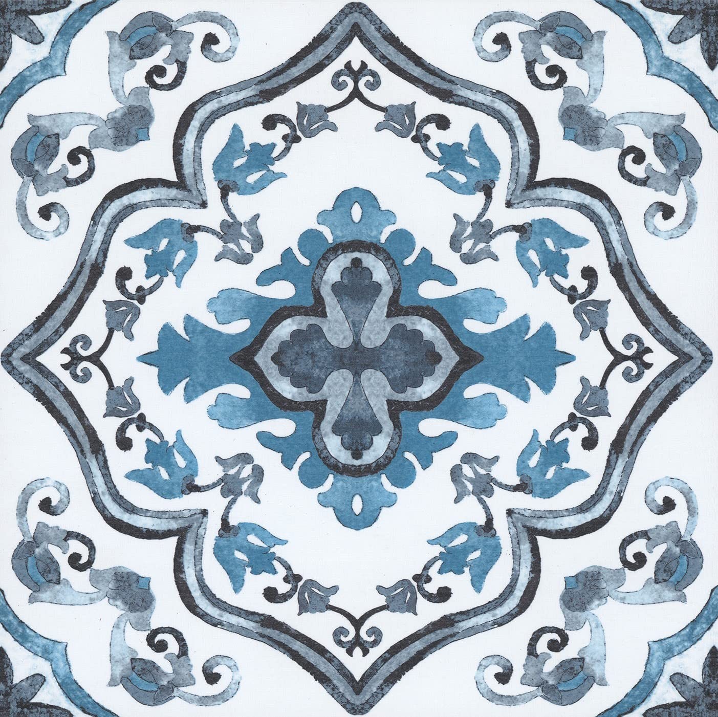 FloorPops FP3932 Marrakesh Peel & Stick Floor Tiles, Blue