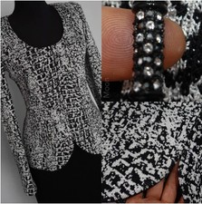 NWOT ST JOHN EVENING /BLACK/WHITE JACKET/ SHIMMERING w RHINESTONE JACKET SZ6