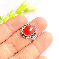 Natural Red Onyx 925 Sterling Silver Handmade Fine Ring All Size Available