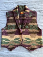 ALPS blanket pattern Aztec Native American gray, purple, green wool vest size M