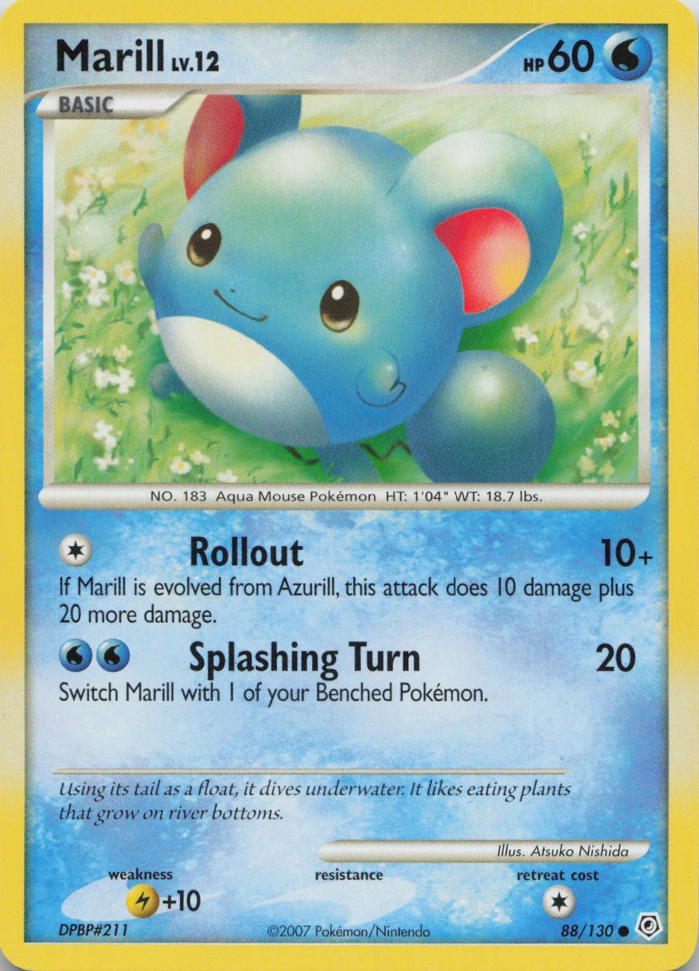 Marill 88/130 Common Diamond & Pearl Pokemon Lightly Played