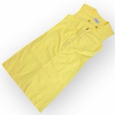 USED CHANEL SLEEVELESS DENIM DRESS, YELLOW, SIZE GOOD