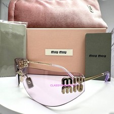 MIU MIU Sunglasses MU A51S ZVN90O Gold Pink Rimless Wrap Authentic New