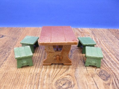 Tisch & 4x Bank Möbel Puppenhaus Bauernhof Alm Garten Camping Playmobil G257