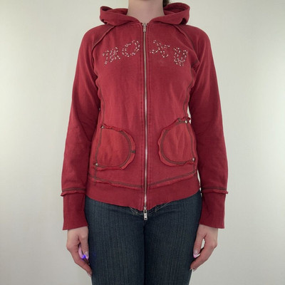 Y2K Vintage Roxy Red Studded Zip Up Hoodie