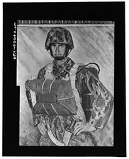 Photo:WWII U.S. Army Paratrooper Portrait 1940s Soldier in Helmet and Gear